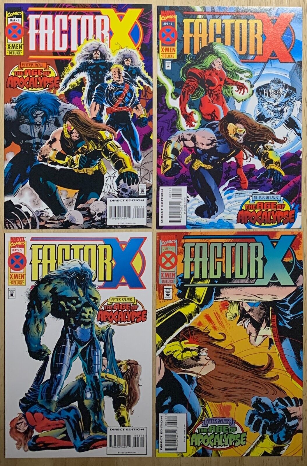 Factor X Age of Apocalypse # 1 - 2 - 3 - 4 NM + :: BN Set :: Marvel 1995 1-4