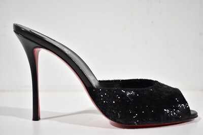 Christian Louboutin Me Dolly 100 Black Backless Sandal Slide Mule
