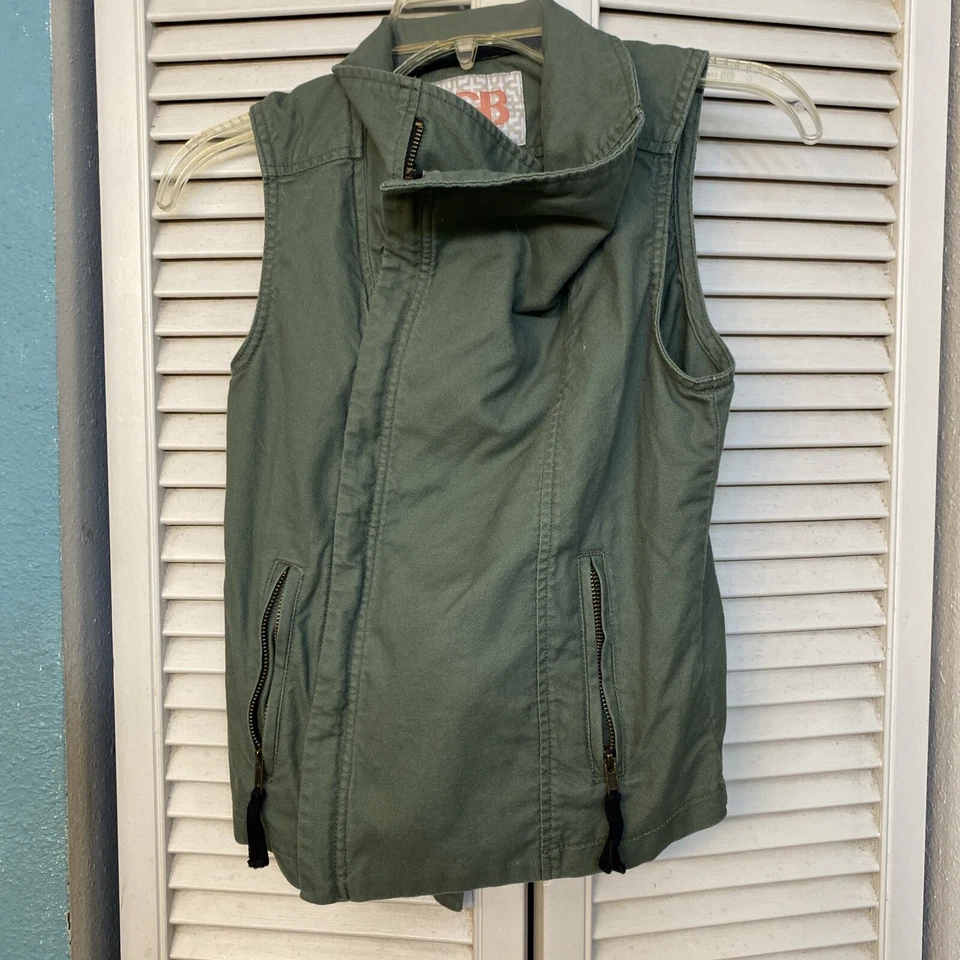 Chaleco vaquero verde GB cremalleras talla XS 100 % algodón Foto 2 de 4