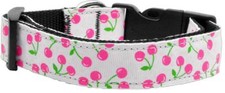 Cherries on White Premium Ribbon Pet Dog Collar NEW FAST SHIP Sizes XS - L