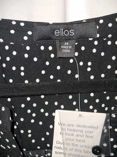 Ellos Blouse, black and white polka dot, long sleeve, size 24, v neck, 34" long - Picture 2 of 3