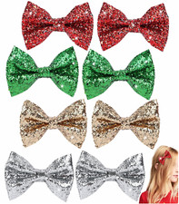 8Pcs Christmas Glitter Sequin Hair Accessories Hair Clips for Girls Toddlers ...