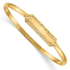 Real 14kt Yellow Gold Slip-on ID Baby Bangle Chain Bracelet; 5.5 inch