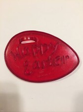 Vtg Red Plastic Happy Easter Cookie Cutter Made In USA