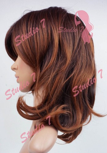 W12 Dark Brown Ombre Mix Full Wig Medium Length Wavy Permatease Top - studio7-uk - Picture 2 of 6