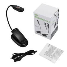 USB Rechargeable Mini LED Reading Book Light With Flexible Clip Desk Table Lamp