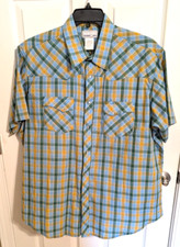 Wrangler Wrancher Western SS Shirt Mens 2XL Plaid Pearl Snap Cowboy Rodeo Vtg 90