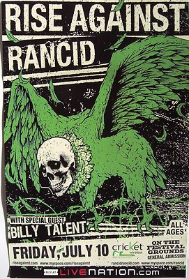 RISE AGAINST / RANCID 2009 SAN DIEGO CONCERT TOUR POSTER - Skull
