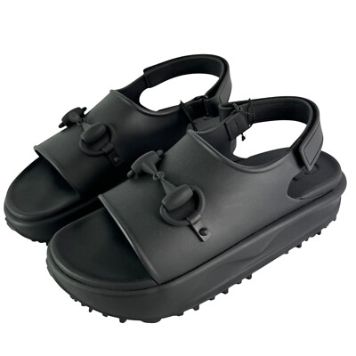 GUCCI ブラック ミュール 24cm GUCCI 747752 Black Soft Rubber Horsebit Men's Sandals 10 - 10.5US
