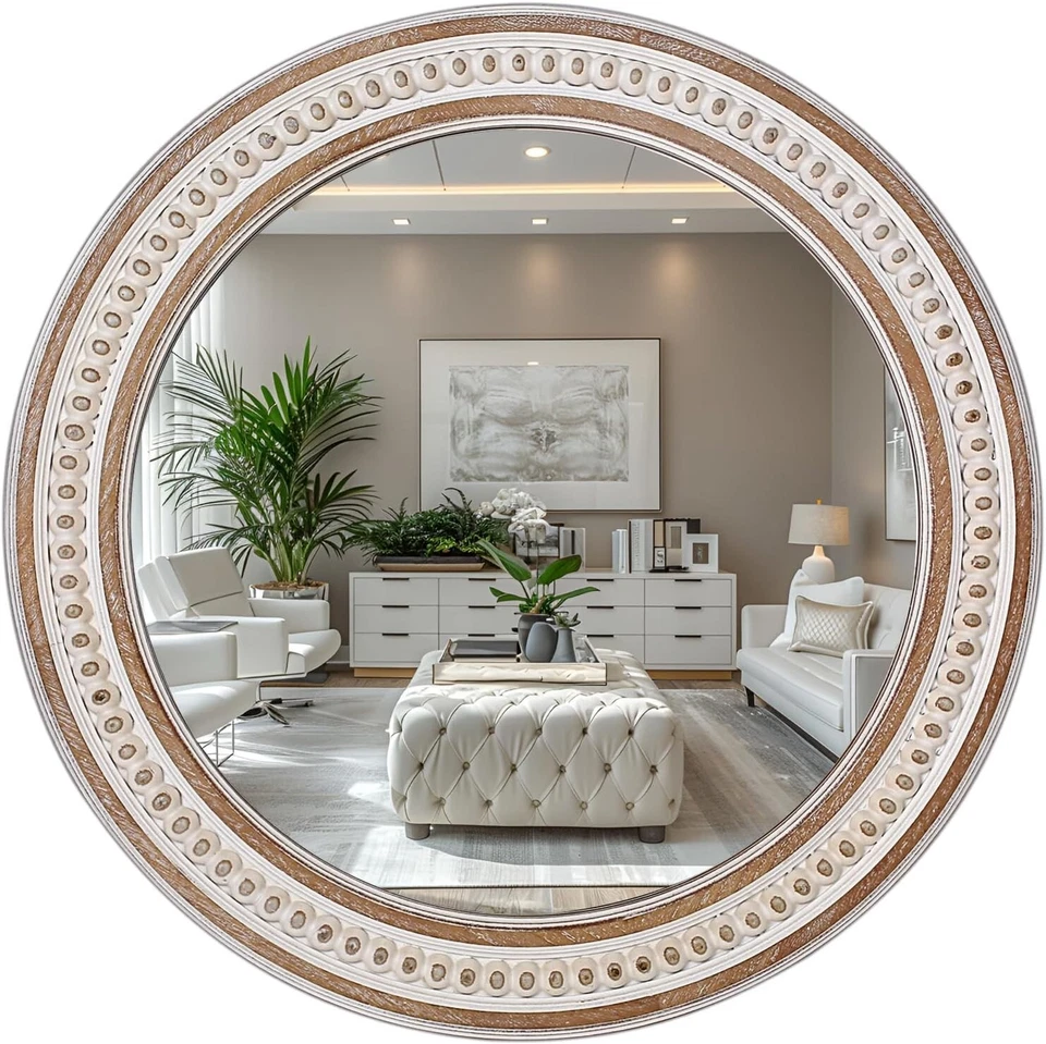 24'' Farmhouse Style Round Mirror - Perfect Addition to Living Rooms & Bathrooms - Image 3 of 4
