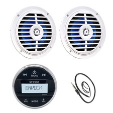 Enrock Marine Gauge Style Wireless Receiver, 2x 5.25" 100W Speakers, Antenna