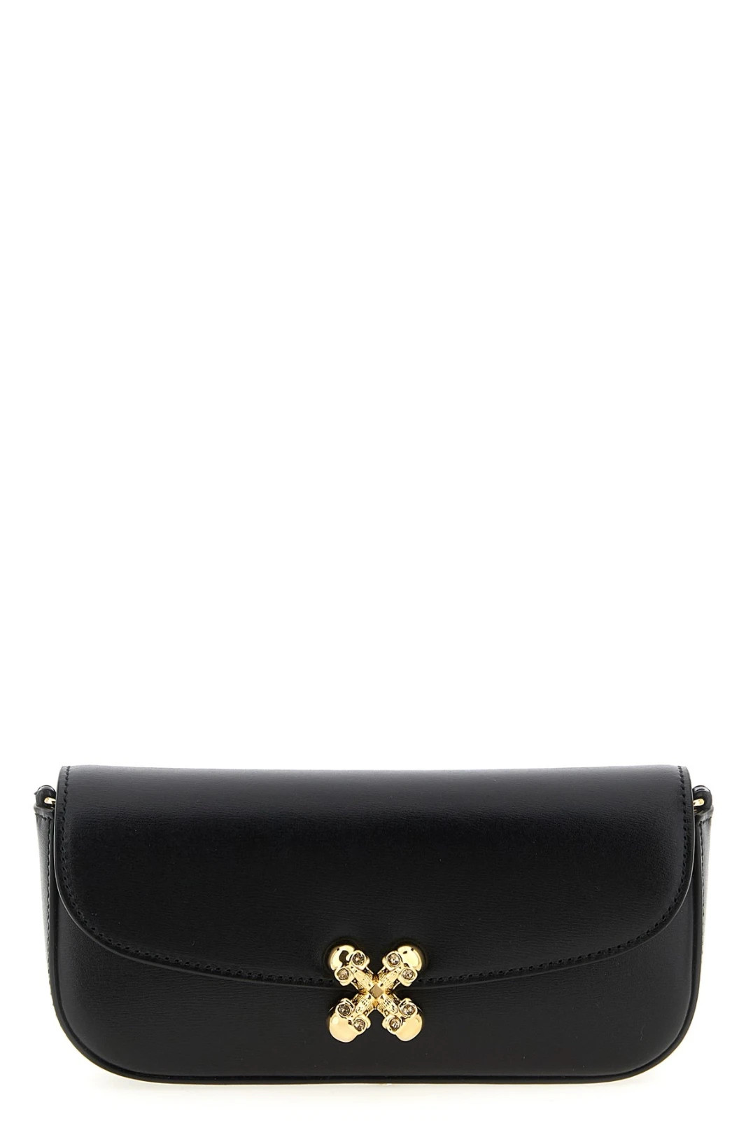 ALEXANDER MCQUEEN Skull Flower Black Leather Crossbody Bag New & Authentic