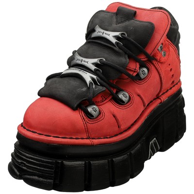New Rock Rote-Schwarze Halb-Stiefel Tower - Plateauschuhe