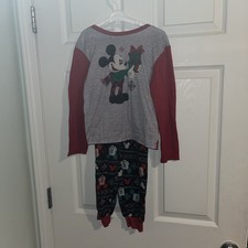 Kids Mickey Mouse Holiday Pajama Set 2 Pc Size 8