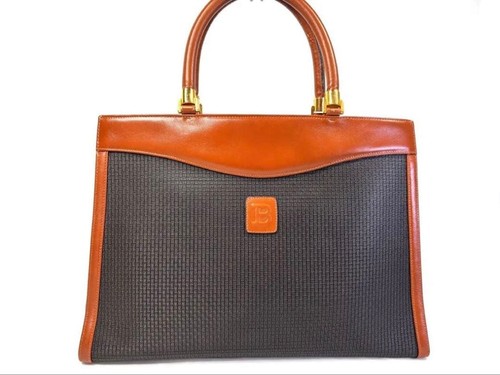BALLY Vintage Business Bag Brown and Black Monogram A4 21a
