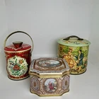 Vintage Murray Allen & Meister Decorative Tins Lot of 3 Floral Romantic England