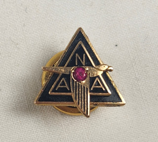 Spilla da bavero vintage NASA CTO 1/10 10K in oro con pietra rossa 1 67 grammi