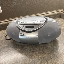 Sony CFD-S350  CD/Cassette Portable Boombox With Power Cord  Silver  Works 