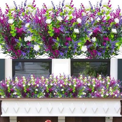 Künstliche Blumen Balkon Lavendel UV Beständig Wetterfest Outdoor 6 Bündel