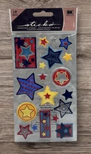 EK Success STARS Puffy  Scrapbooking Stickers 19 Pieces NEW