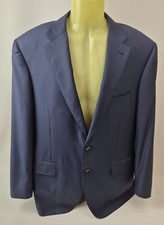 Canali Men's 13290/31 Solid Blue Wool Sports Coat Jacket Size 52 R EU / 42 R US