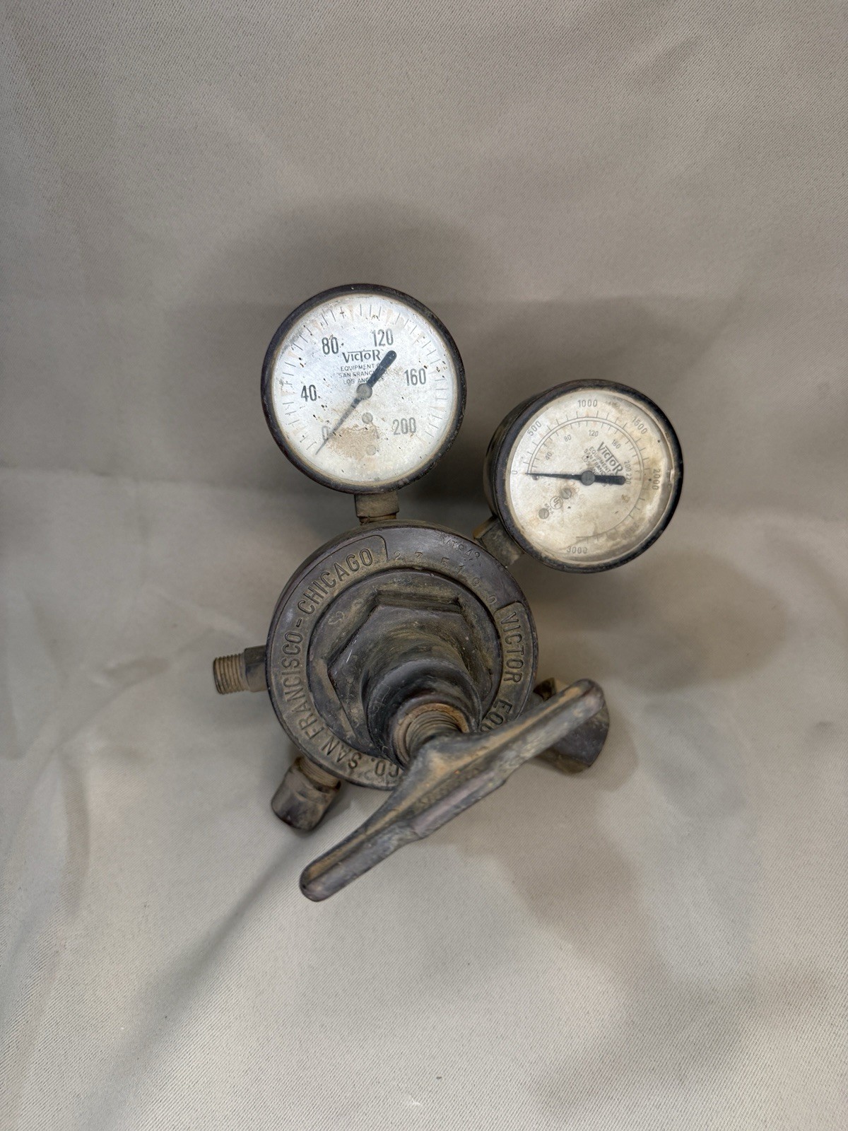 Victor VTS43 Dual Gauge Gas Regulator Welding Oxygen Acetylene Vintage Untested