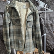 Voyager Mens Green Plaid Sherpa Lined Full Zi...