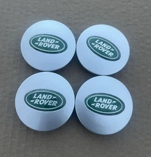 4x, Set of Land Rover Silver-Green Wheel Center Hub Caps, HSE Land Rover Center