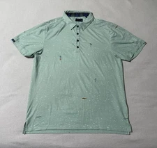 William Murray Mens Large Golf  The Rough Life Polo All Over Print Fish Scuba