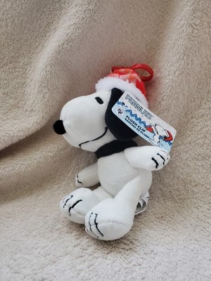 PEANUTS Snoopy Plush Dog with Santa Hat Backpack Clip Small 7  Stuffed Animal