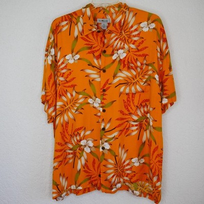 VTG Sun River Clothing Aloha Hawaiian Shirt 2XL XXL Yellow Floral Button Up S/S