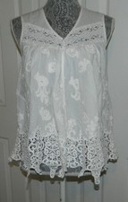 Karen Kane Women XS White Lace Sleeveless Top 100% Cotton EUC