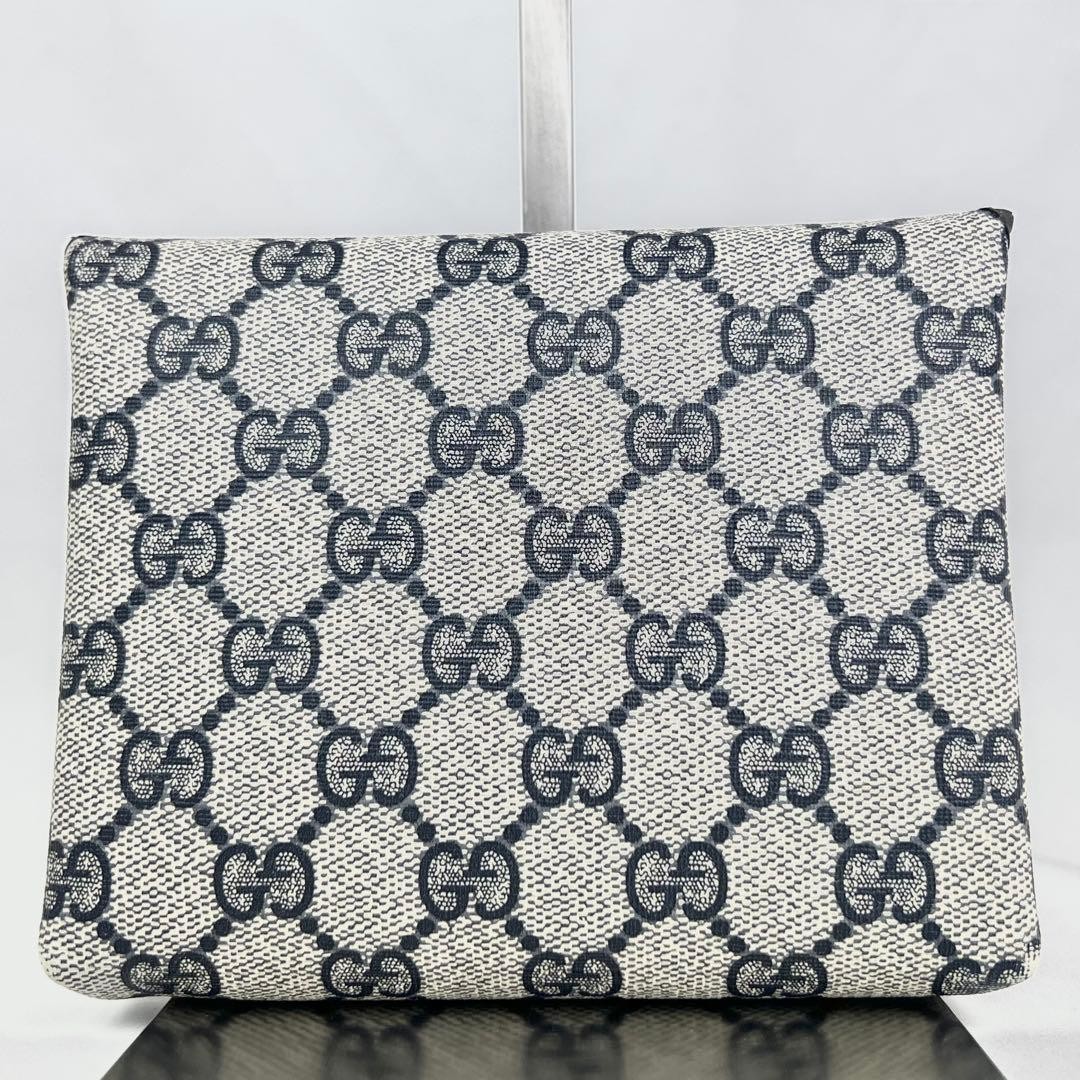GUCCI GG Pattern Multi Case Pouch Leather PVC Nav… - image 3