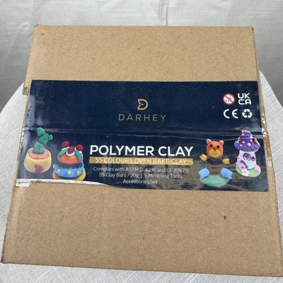 DARHEY Polymer Clay 55 Colours Oven Bake Bars Kit Multi-Color Tools Set