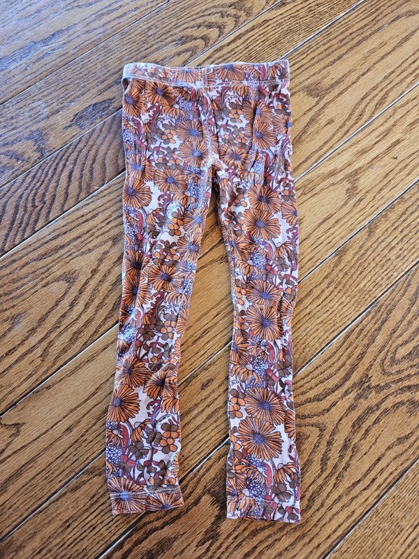 Kate Quinn Organics 4T Floral Flower Leggings Pull on Bamboo Girls 70s