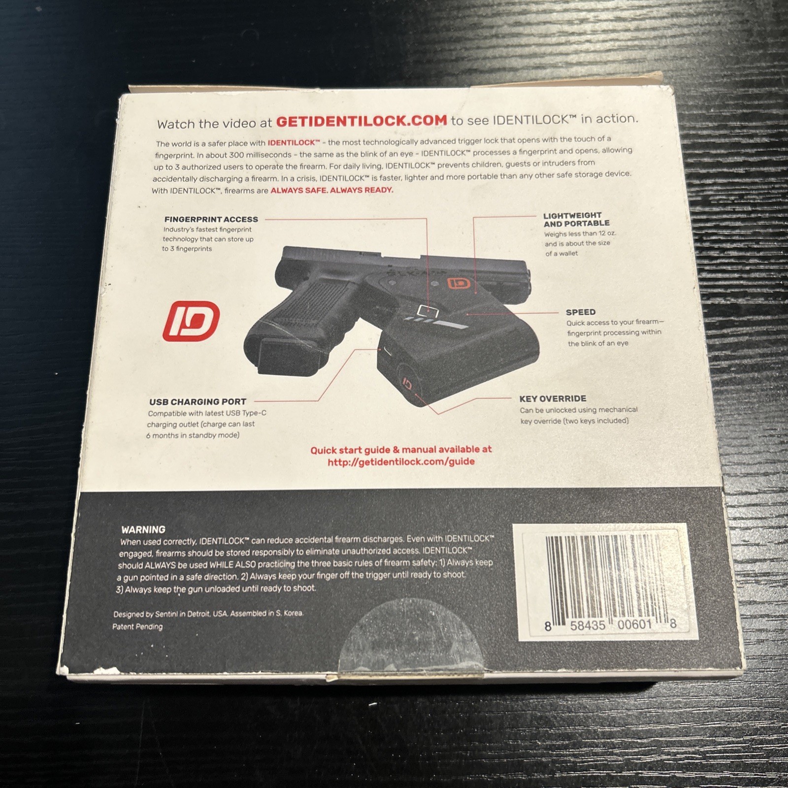 Identilock Biometric Fingerprint Trigger Lock 1911-A1