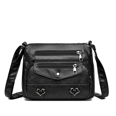 PU Leather Shoulder Bag Purse For Women Retro Multi Pockets Crossbody Bag Soft