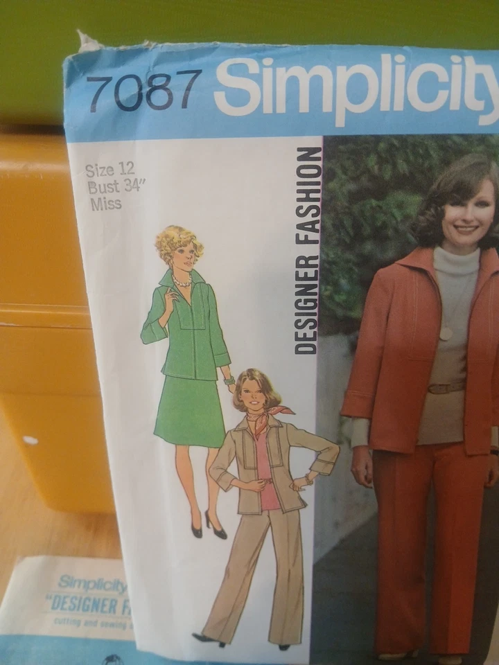 7087 Vintage Simplicity Sewing Pattern Misses Shirt Jacket Skirt Pants Designer - Image 4 of 4