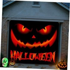 7x8ft Halloween Garage Door Cover, Pumpkin Garage Door Banner Hanging Pumpkin