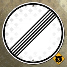 Germany End of all Restrictions Autobahn highway marker road sign circle 12x12