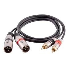 Speakers 3 Foot XLR Dual Male Patch Cable, 2 XLR To 2 RCA Audio Cords