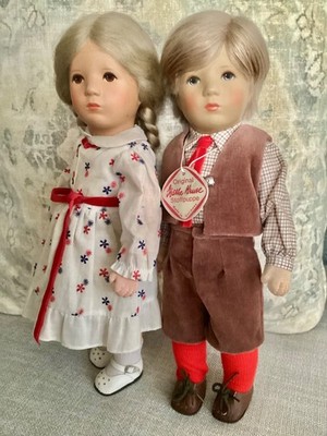 Kathe Kruse 14  Pair of  Stoffepupen  Boy-Girl Handcrafted  in Germany