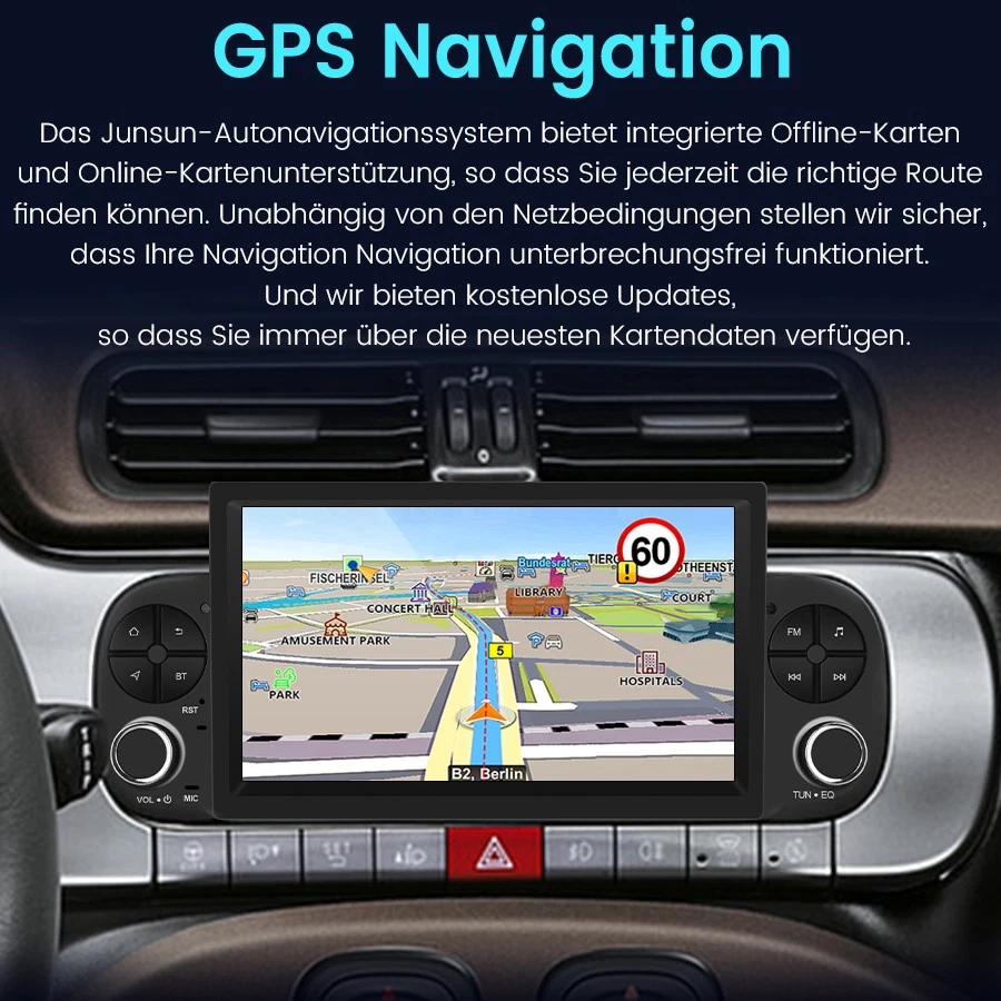 7" DAB+ Für FIAT PANDA 2013-2020 Android 14 Autoradio mit Carplay GPS Wifi 2+64G - Bild 3 von 4