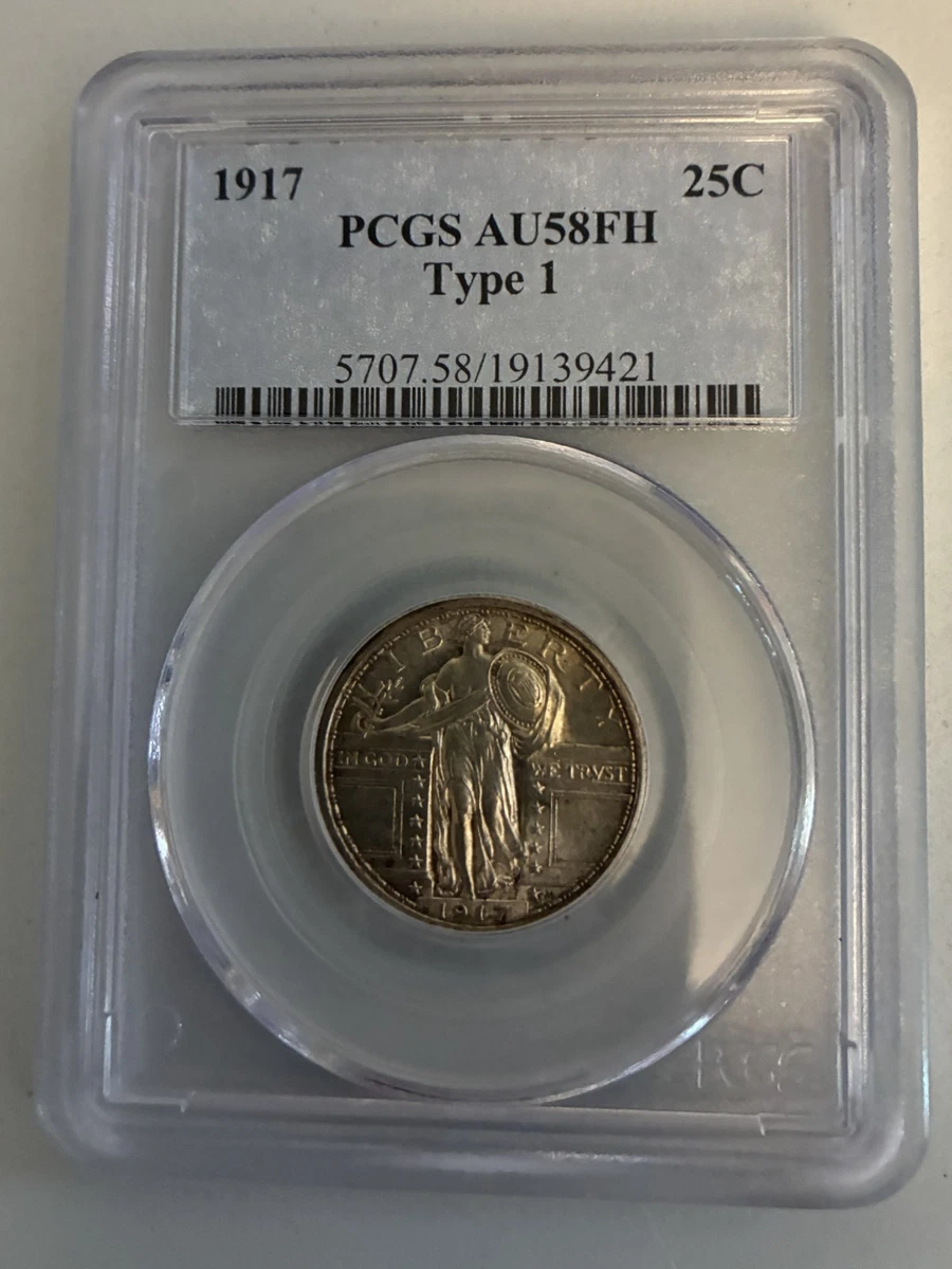 AU 58 Graded 1917 Year Standing Liberty US Quarters (1916-1930