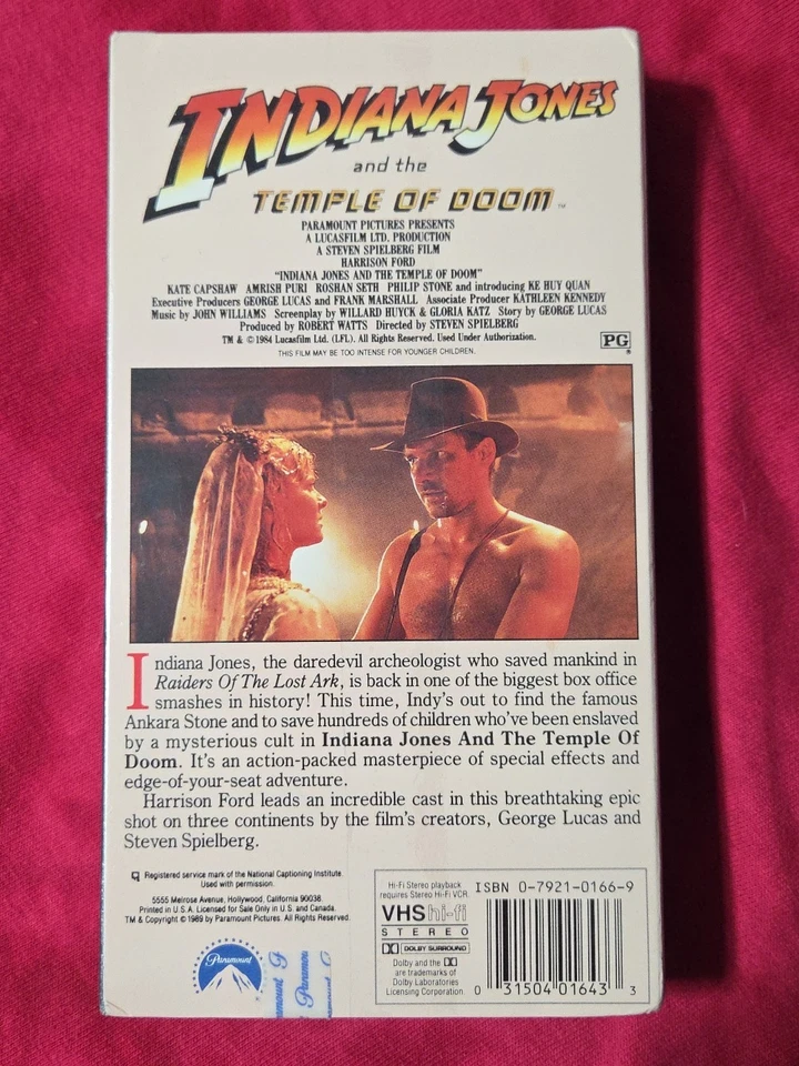 Indiana Jones and the Temple of Doom VHS Harrison Ford Movie BRAND NEW SEALED - Image 2 of 4
