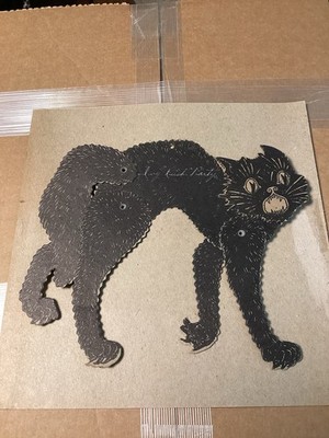 Beistle Co Vintage Halloween Jointed Cardboard Black Cat Die Cut Decoration