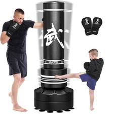 Heavy Duty 67" Freestanding Punching Bag 182lbs with Boxing Gloves for Adults