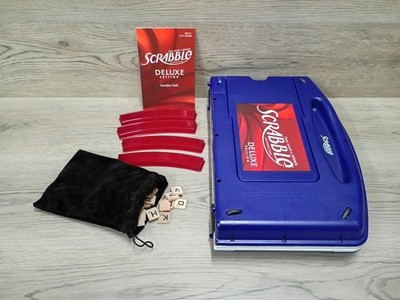 Scrabble Deluxe Edition Rotating Board Travel Case VERIFIED COMPLETE