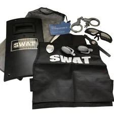 SWAT STRIKEFORCE TEAM Police Kids - VEST SHIELD GRENADES HANDCUFFS BADGE GLASSES