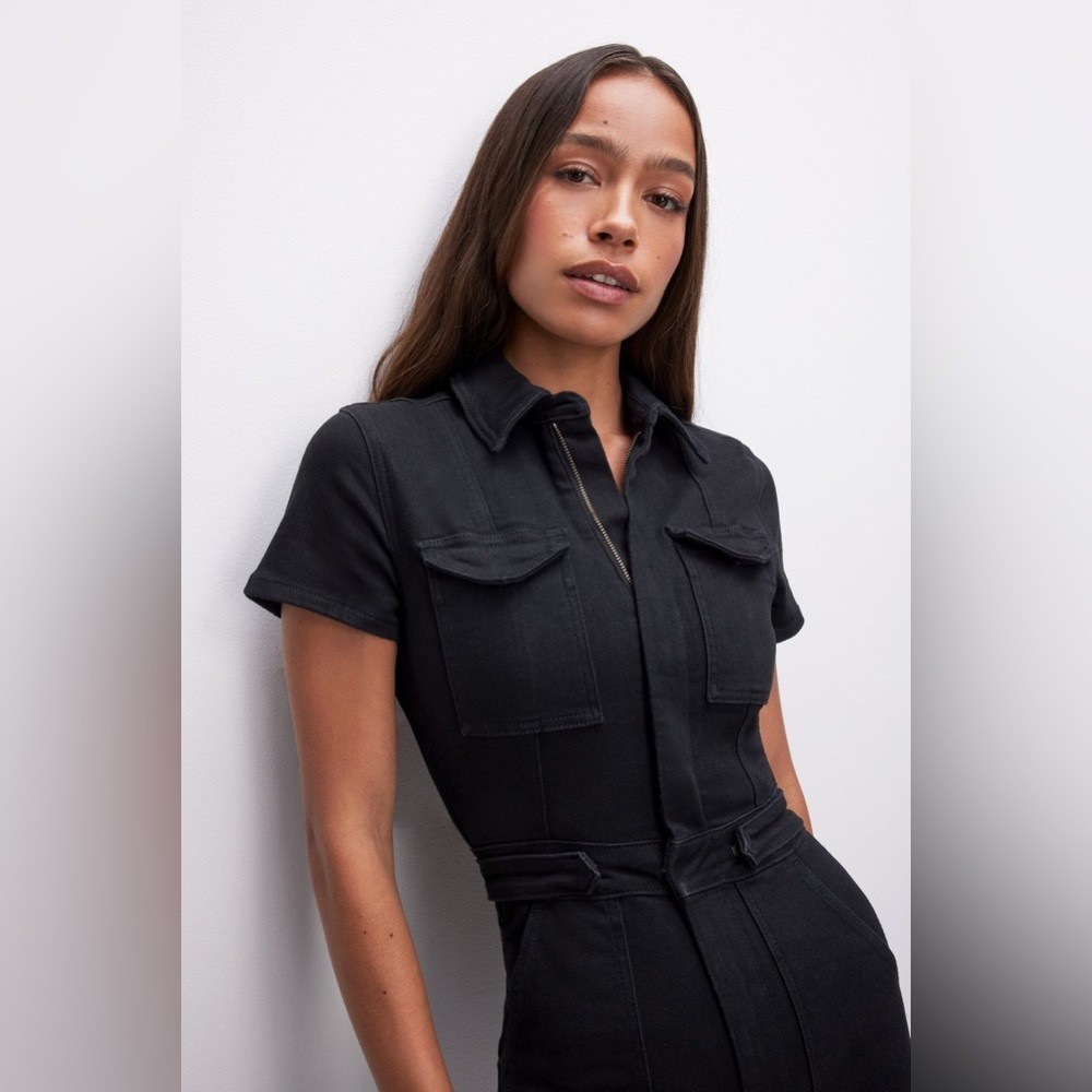 GOOD AMERICAN Fit for Success Jumpsuit Size Small Sold Out NWT short sleeve image 10